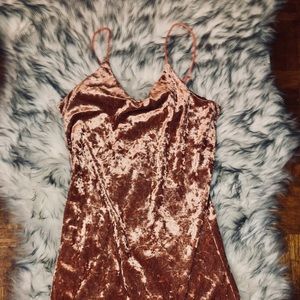 pink velvet dress